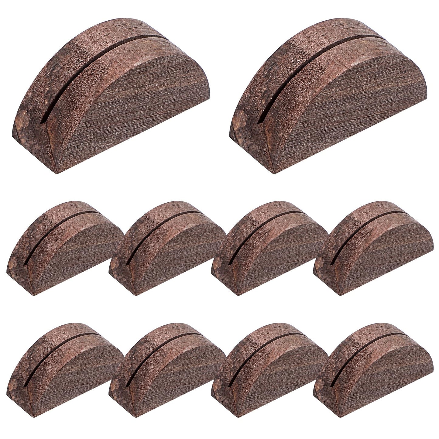 Nogeqi Pack of 10 Wooden Place Card Holders, Semicircle Wooden Card Holder, Photo Holder, Menu Card Holder, Place Card Holder for Restaurants, Wedding, Banquets, Parties