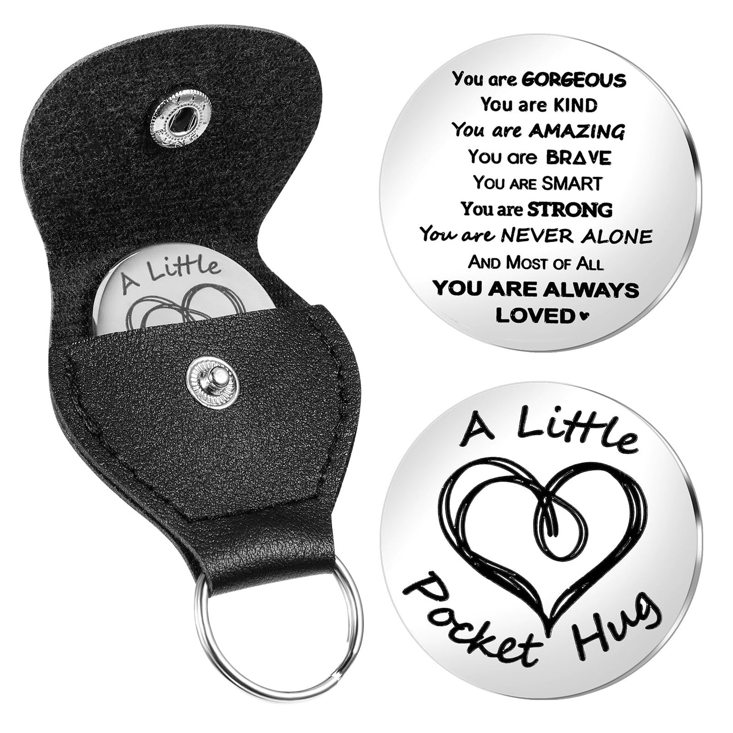 Mabor Pocket Hug Token Stainless Steel Pocket Hugs for Friends Little Pocket Hug Keyring Keepsake Gifts Double Sided Encouragement Inspirational Gifts for Depression for Men Women