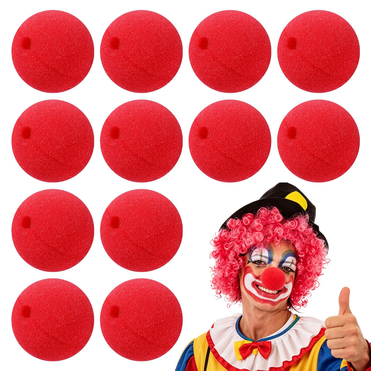 Chsoejuf 12 Pack Red Clown Nose, 5cm Soft Sponge Clown Noses