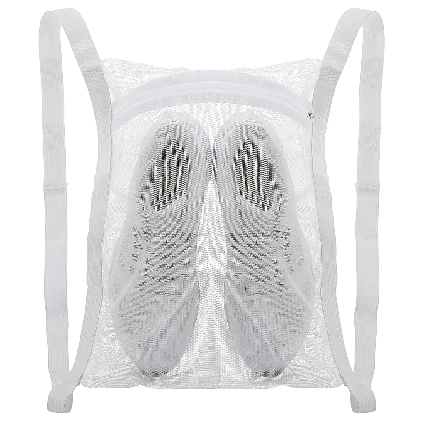 Shoe Wash & Dry Net Bag for Dryer, Mabor 15 * 14inch Shoe Dryer Bag for Washing Machine Large HoneyComber Mesh Bags with Zipper and Strap Reusable Shoe Dryer Mesh Bags for Shoes, Clothing(White)