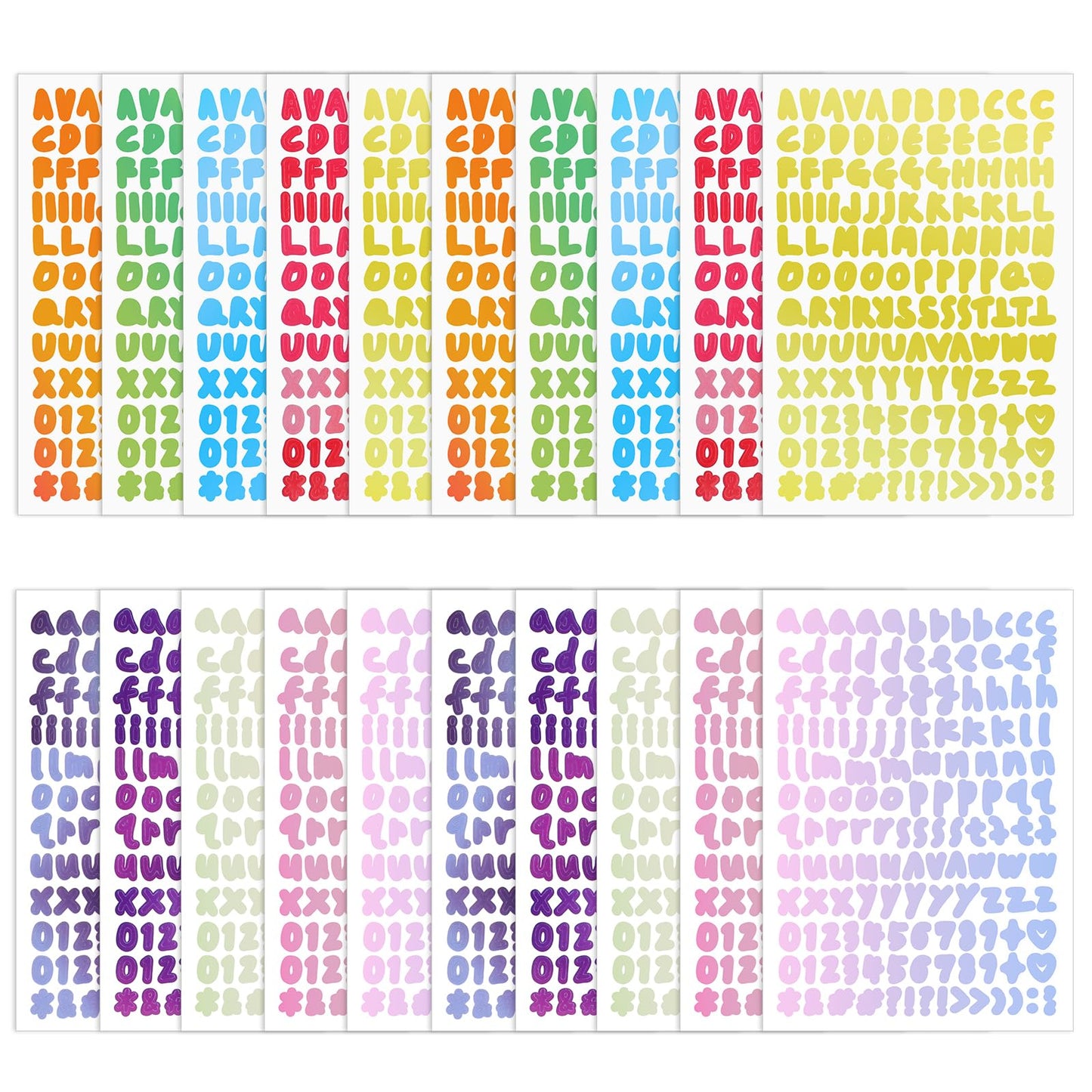 20 Sheets Letter Stickers Mini Cute Colorful Alphabet Number Stickers, Adhesive Letter Stickers for Classroom Mailbox, DIY Crafts, Journal Supplies, Scrapbook, Card Gift Wrapping (10 Colors)