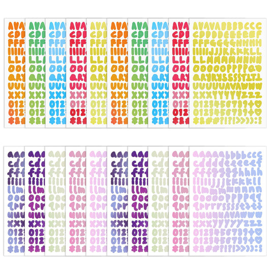 20 Sheets Letter Stickers Mini Cute Colorful Alphabet Number Stickers, Adhesive Letter Stickers for Classroom Mailbox, DIY Crafts, Journal Supplies, Scrapbook, Card Gift Wrapping (10 Colors)