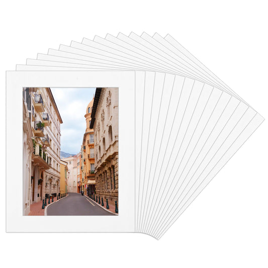 15 Pcs Picture Frame Mats Matting Frames Display Photo Mat Core Bevel Cut Mat Board Show Kit Acid Free Picture Matting White Core Bevel Cut Frame Mattes for Pictures Photos Watercolor Artwork