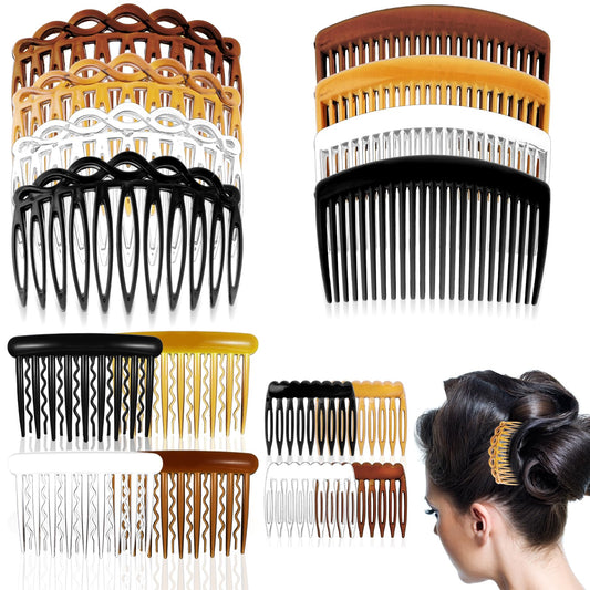 Tyqour 16Pcs French Side Combs 9/11/17/23 Teeth Plastic Hair Combs Slides Strong Hold Twist Side Combs Vintage Hair Style Accessories for Women Ladies Girls Thick Fine Hair Wedding