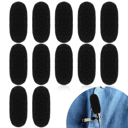 12 Pack Mini Size Lapel Headset Microphone Windscreen Foam Cover High Density Mic Headset Cover Microphone Covers Foam For Headset Lavalier Microphones Noise Reduction (Black)