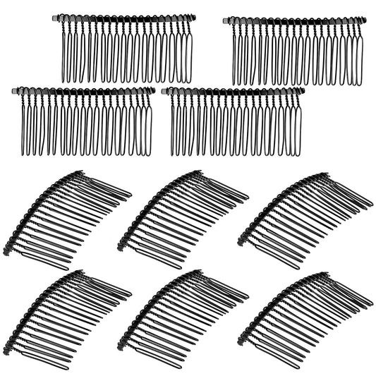 10 PCS 20 Teeth Black Metal Hair Clip Combs Metal Hair Comb Black Hair Comb Clips Wire Twist Combs Crafting DIY Wire Hair Side Combs Hair Clips Accessories for Women Girls Wedding Brides Veil