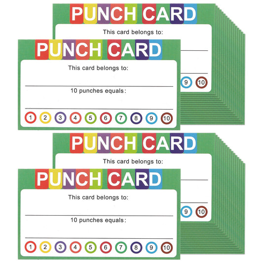 100 PCS Punch Cards Reward for Kids Chart Incentive Punch Cards Awards Loyalty Cards for Home School Classroom Kids Behavior Teachers Students Business Punch, 3.5 X 2