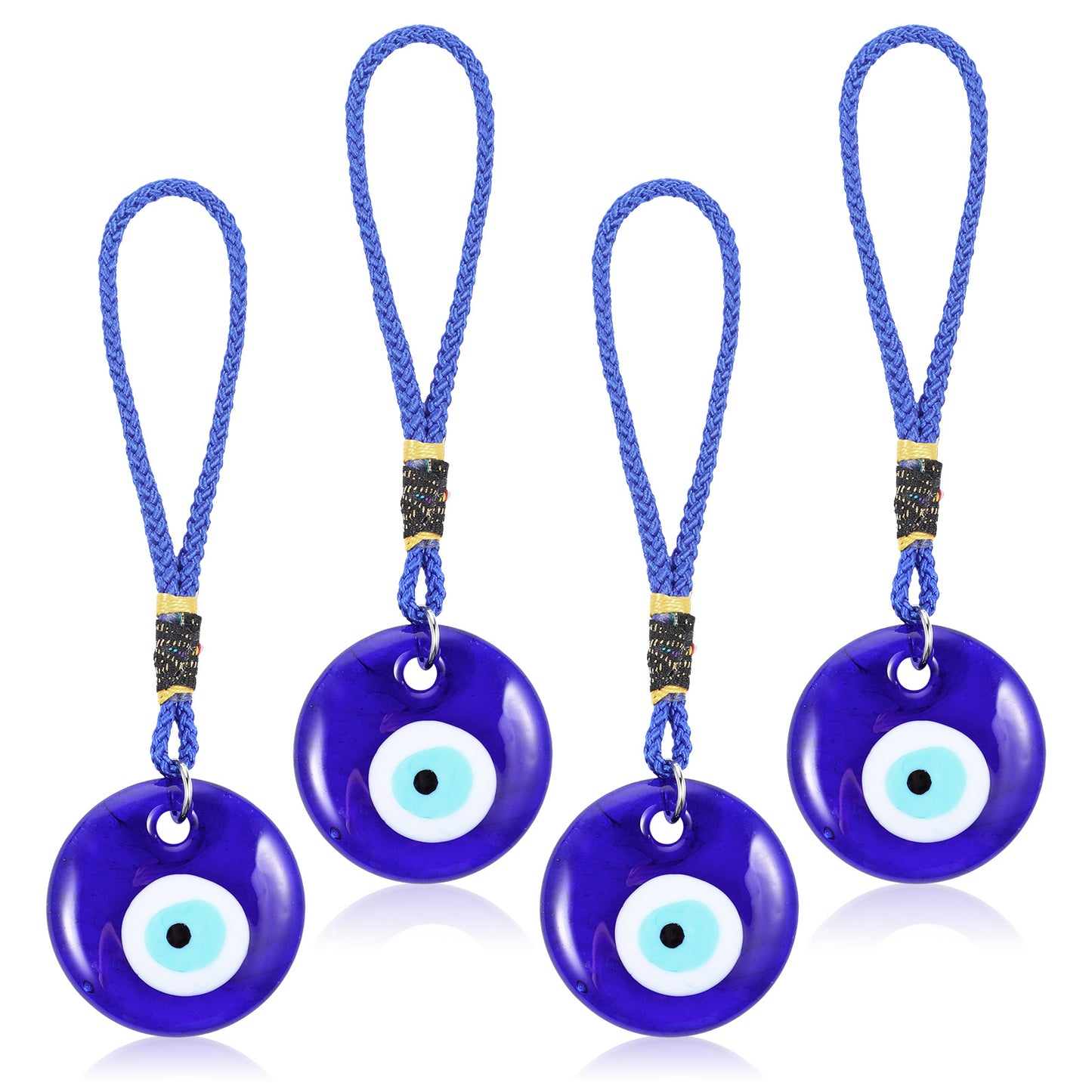 Nogeqi 4PCS Evil Eye Charm Hanging Pendant for Good Luck Protection, Blue Evil Eye Car Charm Decor Car Accessories with Ropes for Window Door Wall Home and Office Decoration