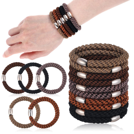10 Pcs Hair Ties For Thick Hair Ponytail Holders No Damage Elastic Braided Bands Strong Stretchy No Slip Damage Crease Bands For Women Girls's Neutral