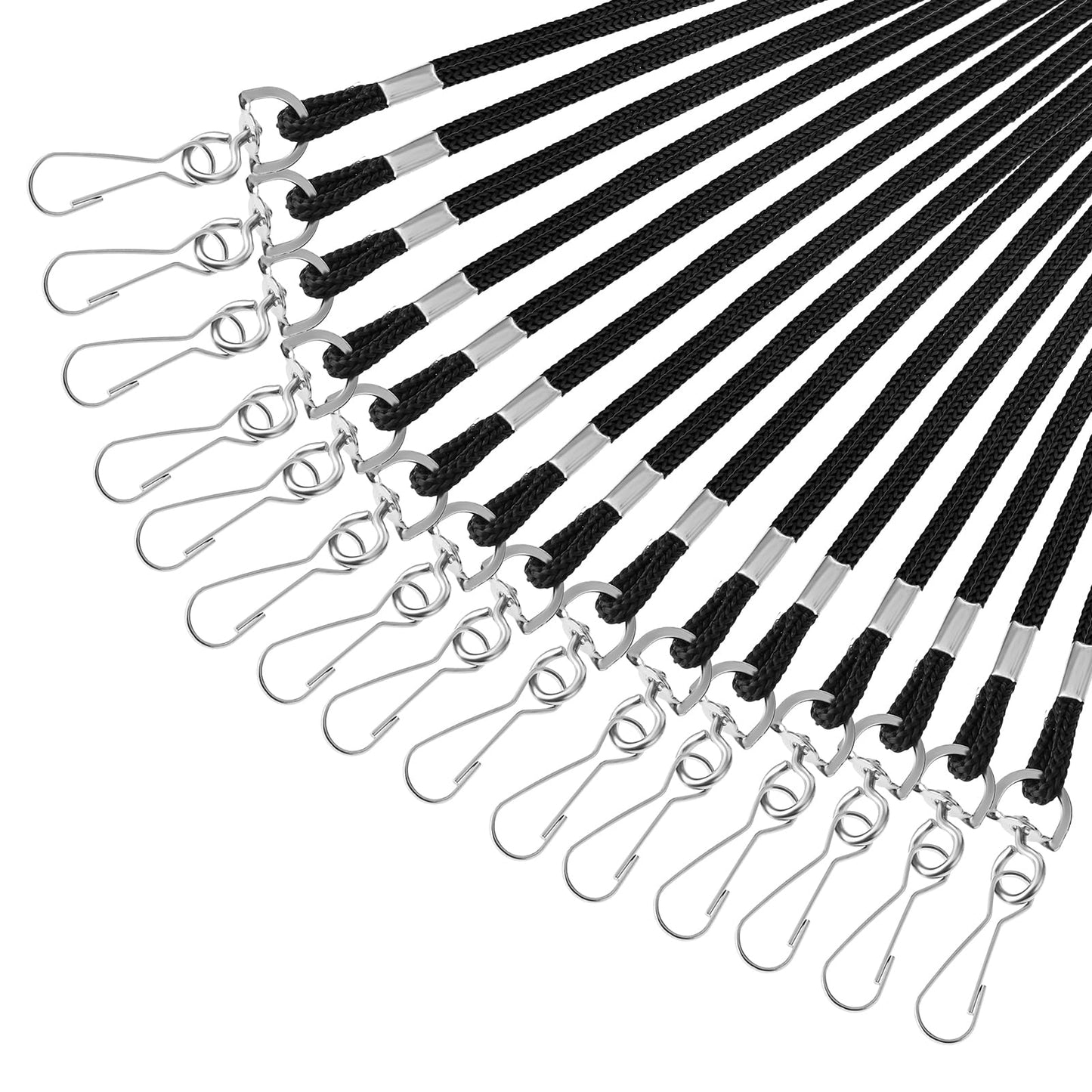 Black Lanyards for ID Badges 15 PCS Black Lanyards Bulk Black Lanyard for Keys Nylon Lanyard with Badge Clip Swivel Hook Safety Badge Lanyard for Office School Workers Teachers Students (19.7 Inches）