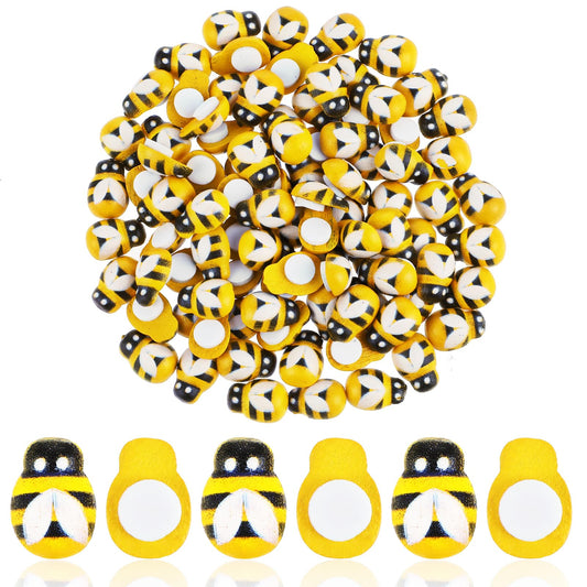 Teaaha 100 PCS Mini Bee Stickers Self-Adhesive Tiny Wooden Bee Decor Painted Flatback Craft Bees for Crafts Scrapbooking Baby Birthday Party Decoration Embellishments DIY