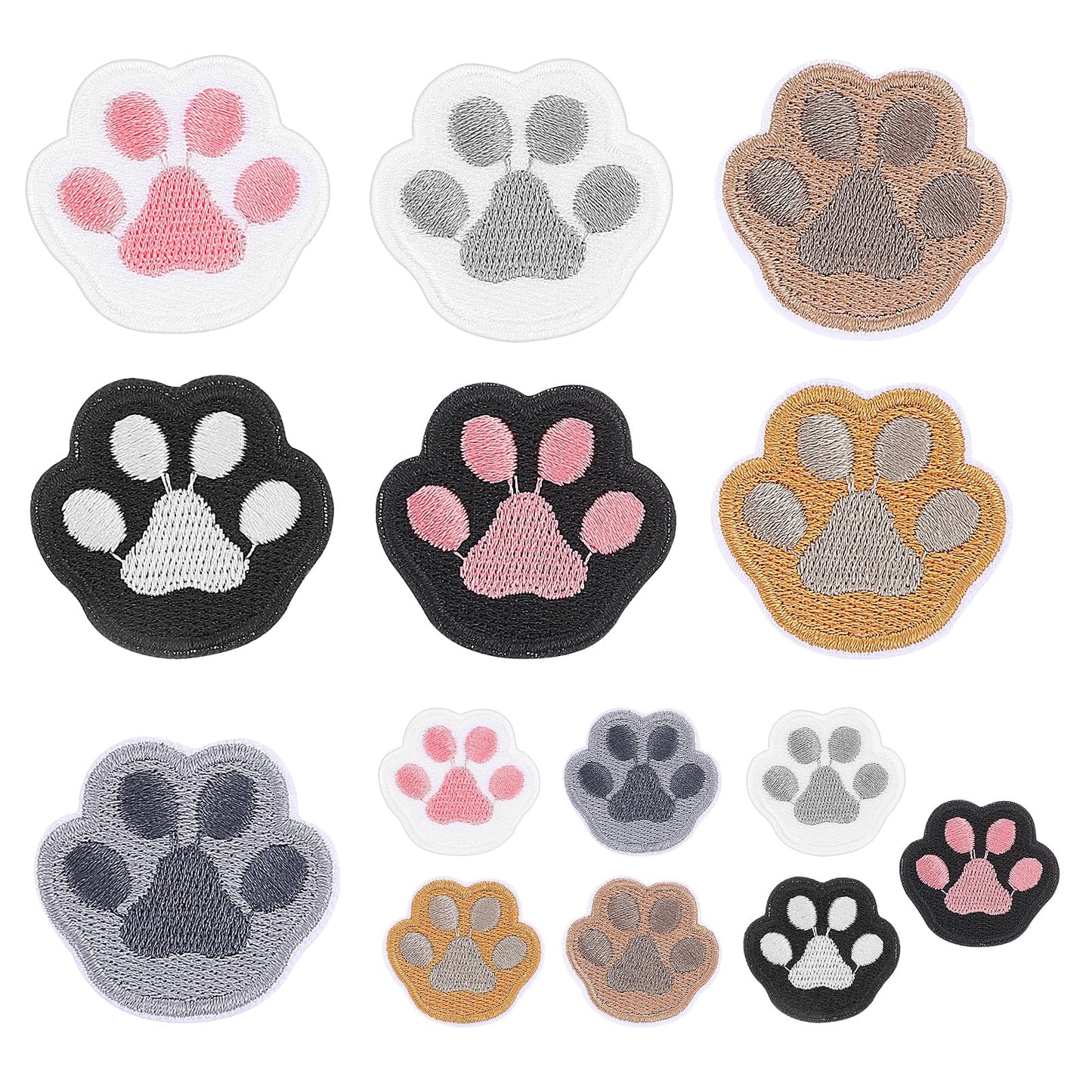 14Pcs Paw Print Patches for Clothing 2 Size Paw Print Iron On Patch Cute Paw Print Embroidery Patches Iron On/Sew On Embroidery Applique Patches DIY Craft Patches for Jeans Jackets Clothes Backpack