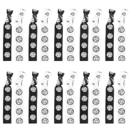 Teaaha 20PCS Elastic Volleyball Hair Ties - Ribbon Ponytail Holders, No Crease Hair Tie for Girls & Women, Ideal for Volleyball Players and Team Gifts (Black & White)