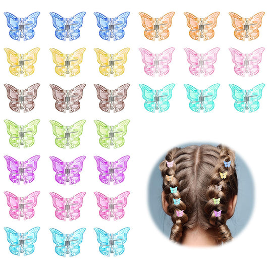 Tyqour 30pcs Small Mini Butterfly Hair Clips for Girls Women, Mini Claw Clips for Hair, Colorful Hair Butterfly Clips, Tiny Cute Butterfly Claw Clip Hair Accessories for Kids Teens