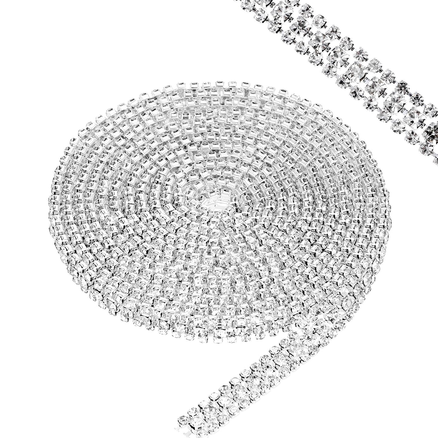 2 Yards Rhinestone Trim Silver Ribbon Silver Crystal Close Crystal Claw Chain Rhinestone Cup Diamond Chain Trimming Clear Trim for Craft Jewelry Wedding Bouquet DIY Decoration
