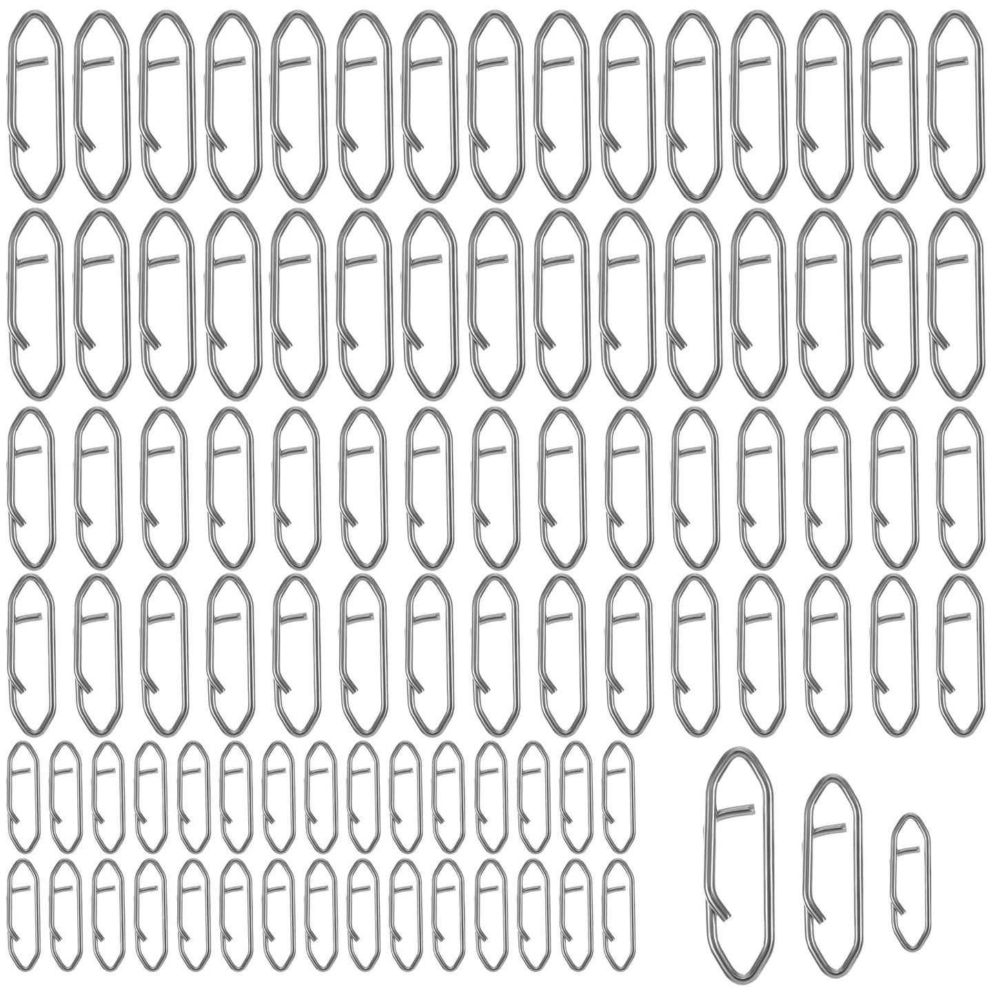 Xinjoduz 90 PCS Fishing Speed Clips 3 Size Topwater Speed Clips Fishing Power Speed Clips High Strength Stainless Steel Speed Clips Fishing Snap Connector for Lures Saltwater Freshwater