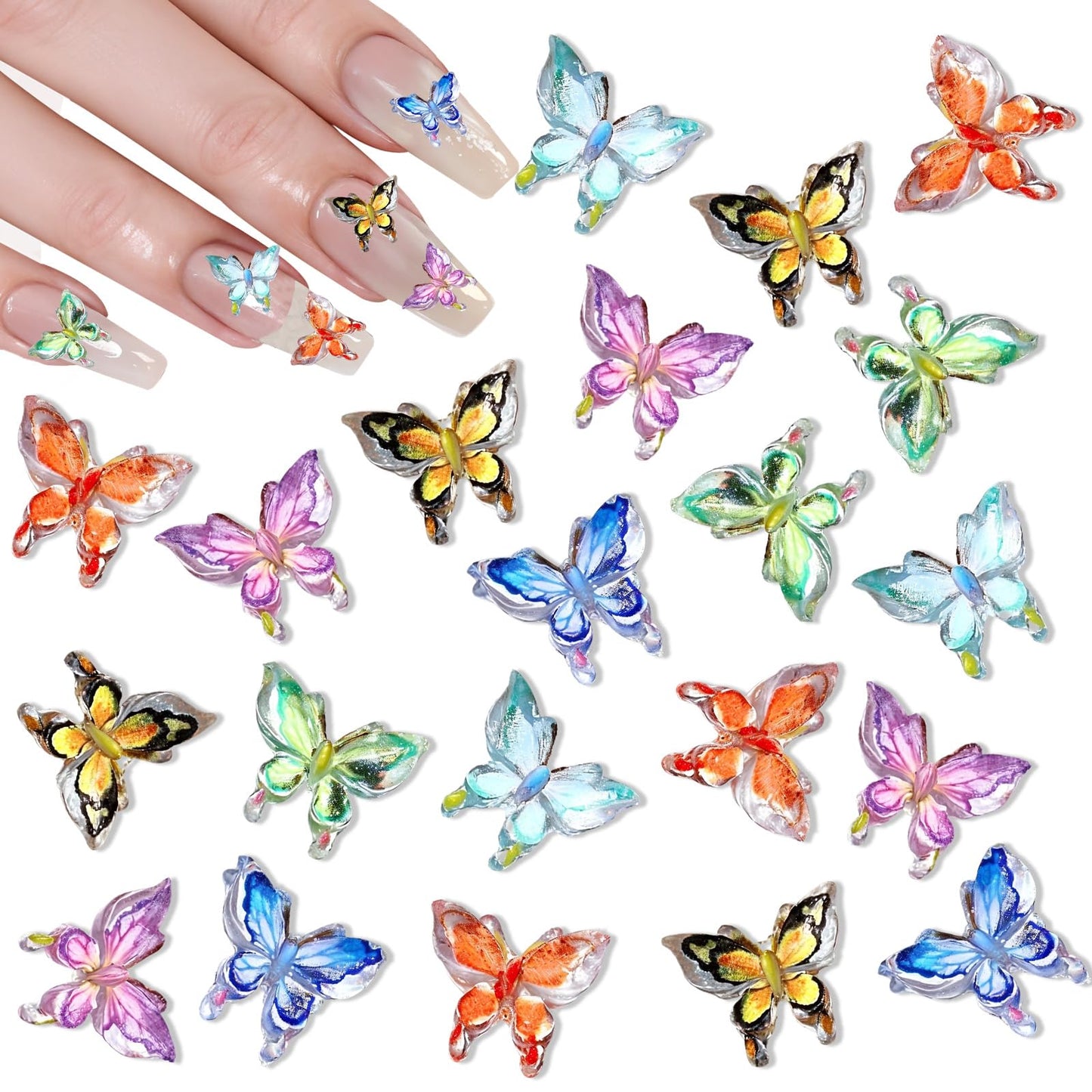 Teaaha 100 Pcs Mini Butterflies Resin, Tiny Butterflies for Crafts Miniature Ornaments Resin Charms Tiny Ornaments for Fairy Garden Dollhouse Micro Landscape Decoration