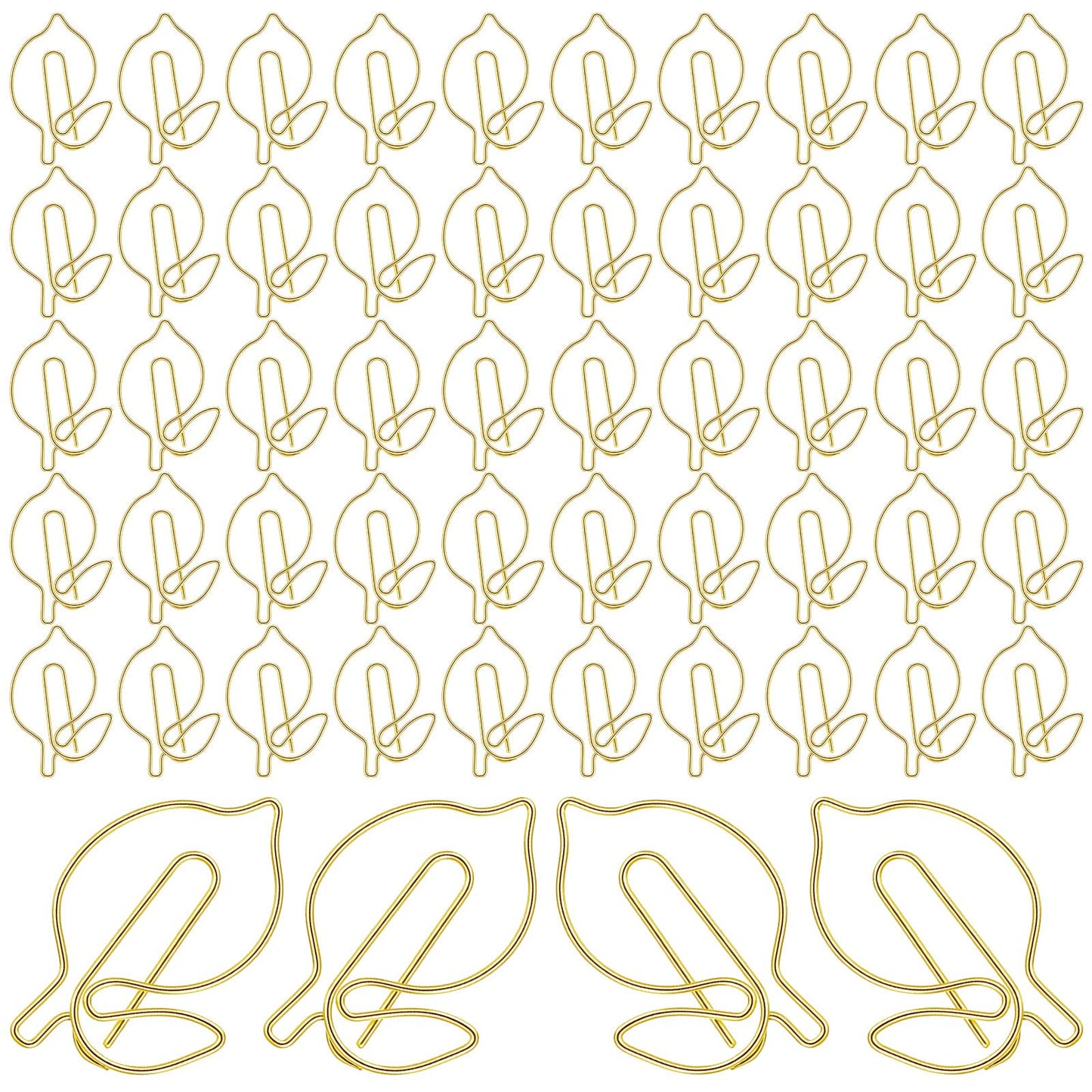 Chsoejuf 50 PCS Cute Paper Clips, Gold Lemon Shaped Paper Clips