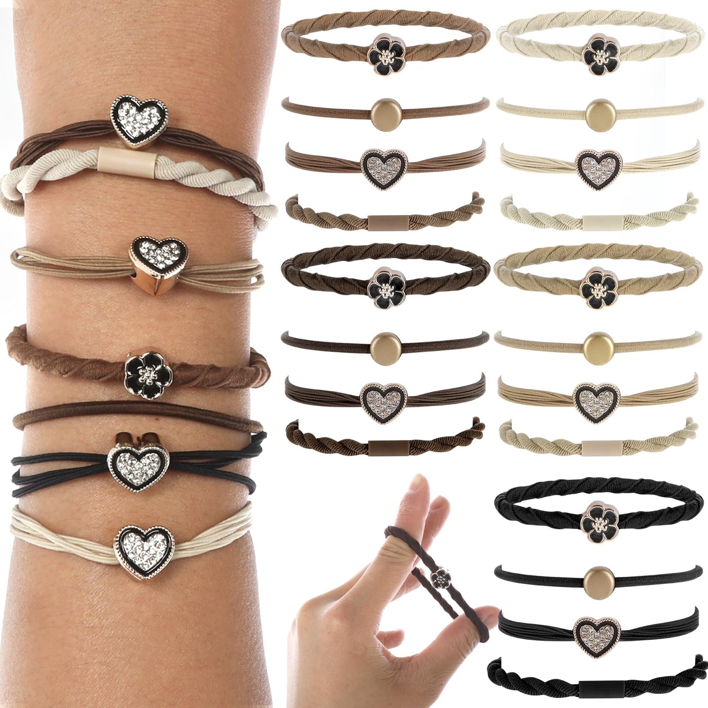 20Pcs Boho Hair Ties Bracelets, Boho Styles Ponytail Holders Cute Hair Tie Elastic Hair Ties For Women No Damage Soft Braided Hair Accessories Women Girls Thin Long Curly Hair Thin Thick Hair