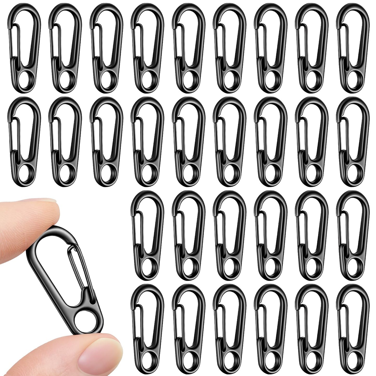 Mabor 30PCS Mini Carabiner Clips, Small Zinc Alloy D-Shape Snap Hooks, Keychain Clips for Outdoor Gear & Keys