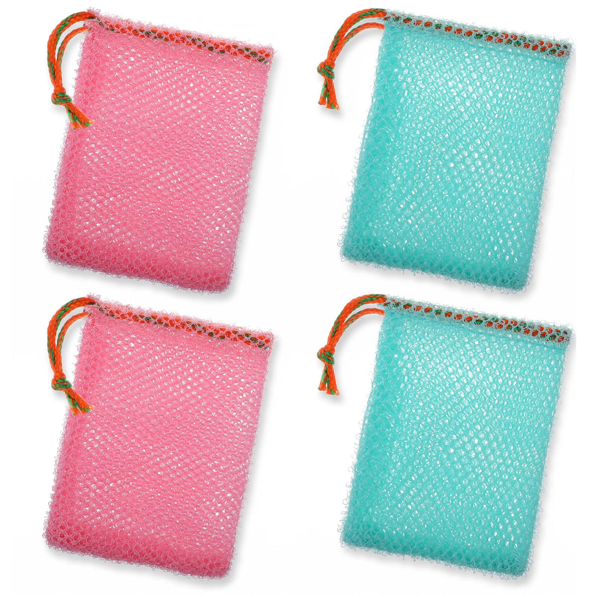 Chsoejuf 4-Pack Soap Bags, Body Scrubber Deep Exfoliating Soap Pouch