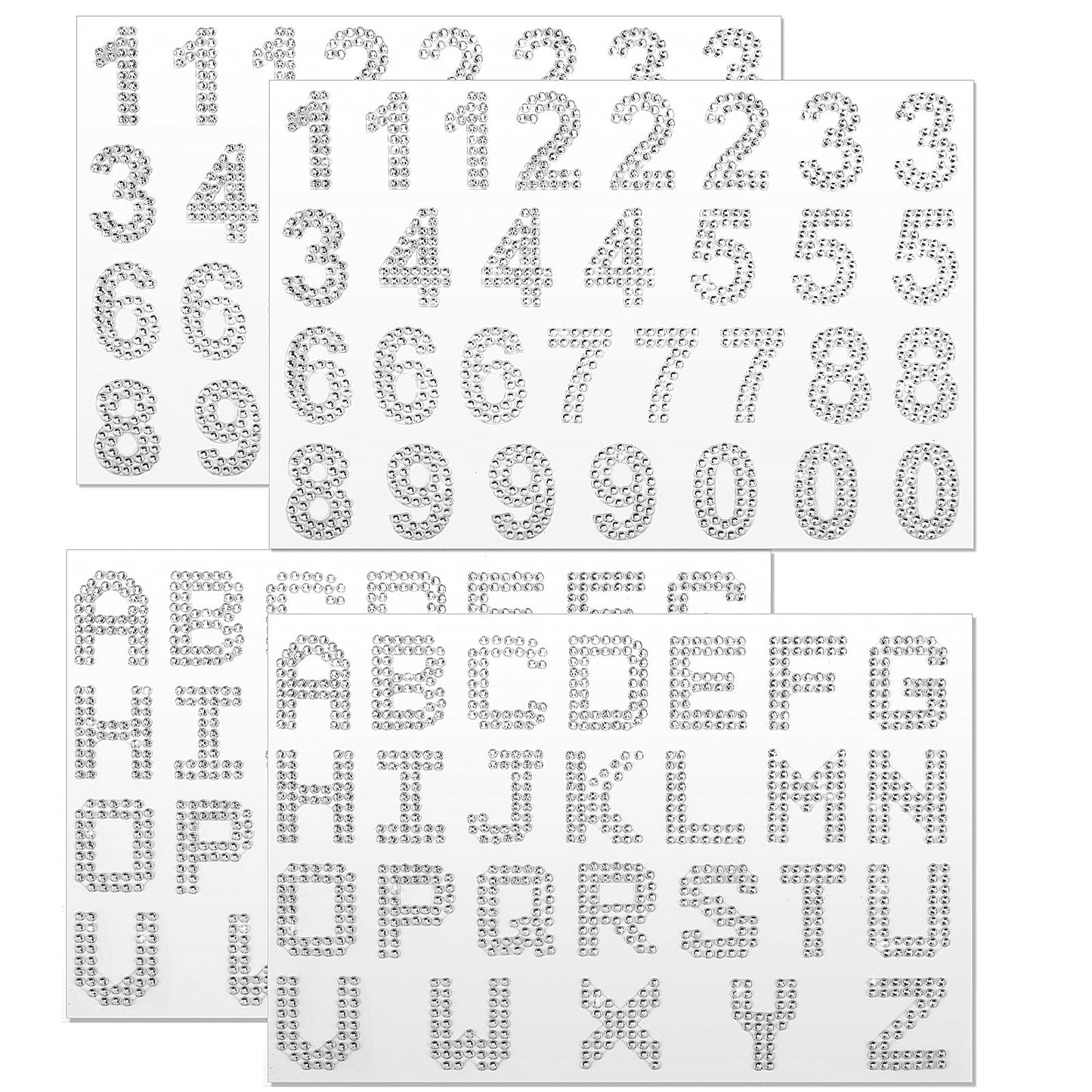 4 PCS Iron on Letters, Bling Rhinestone Letters, Numbers Alphabet Stickers, Rhinestone Stickers Self Adhesive, Rhinestone Letters Iron on Letters for Art Craft Clothing Decor