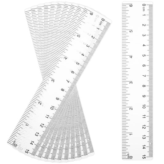 10Pcs Ruler 15cm for Classroom Small Ruler Clear Plastic Ruler Flexible Rulers for Drawing Small Ruler Straight Rulers with Inches and Metric Measuring Tool for Student School Office