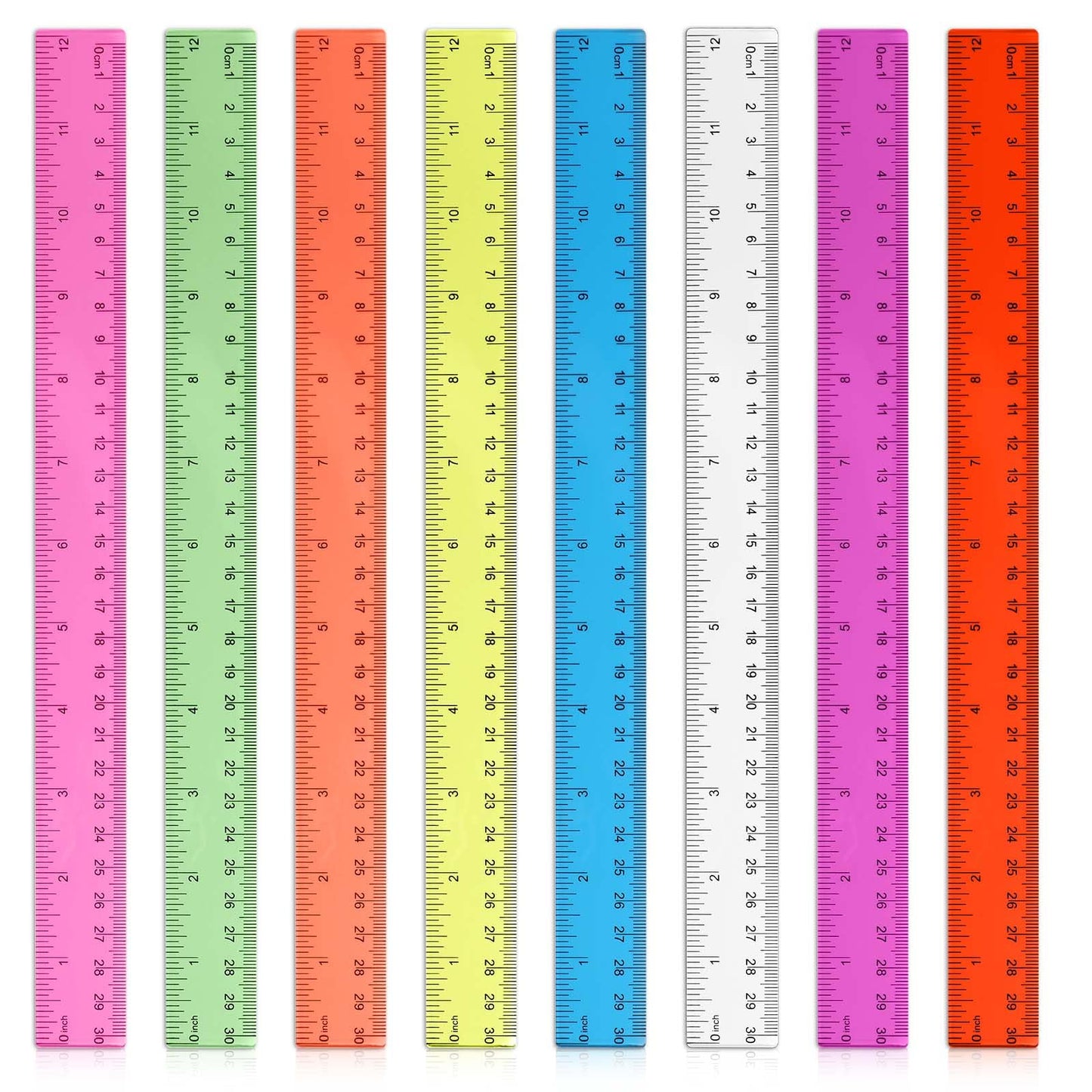 Plastic Rulers 12 Inch, Ymapinc 8Pcs 12 Inch Ruler with Centimeters and Inches, Transparent 12 in Ruler, Clear Plastic Ruler for Kids School Classroom Office Supplies