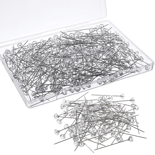 250 PCS Diamond Pins 2.05 Inch Corsage Diamond Bouquet Pins Rhinestone Flower Floral Pin Premium Crystal Corsage Straight Pin Clear Straight Needle for Wedding Crafts Jewelry Decoration Quilting