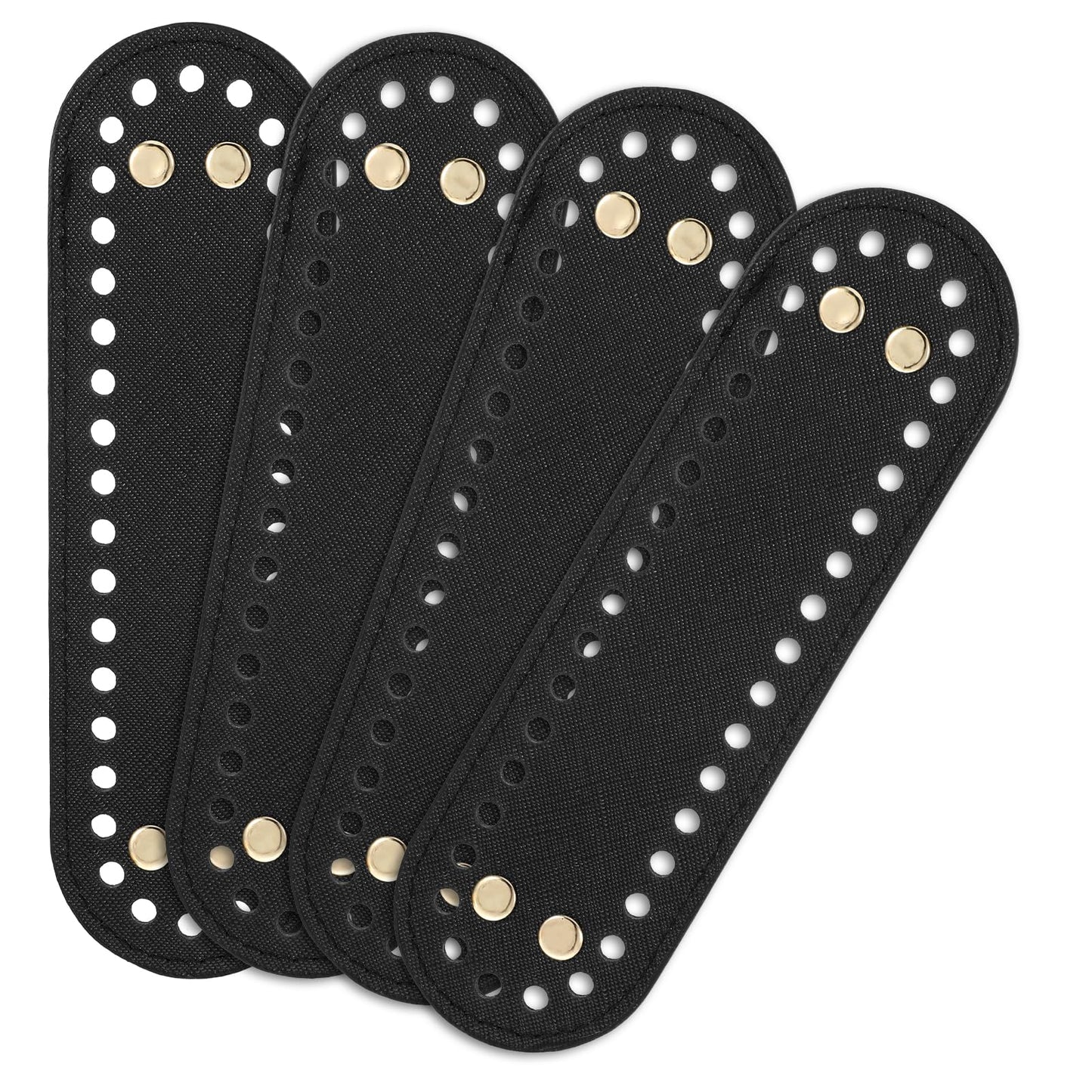4 PCS Crochet Bag Base PU Leather Bag Bottom Base Leather Purse Bottoms for Crocheting Long Oval Purse Making Supplies with Holes for DIY Crochet Bags Shoulder Bags Craft Making (Black)