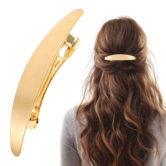 1 PCS 4.13 Inches Gold Hair Barrettes for Women Oval Hair Barrette French Metal Oval Hair Barrettes for Women Vintage Gold French Wedding Prom Formal Hair Accessories for Women Girls Long Thick Hair