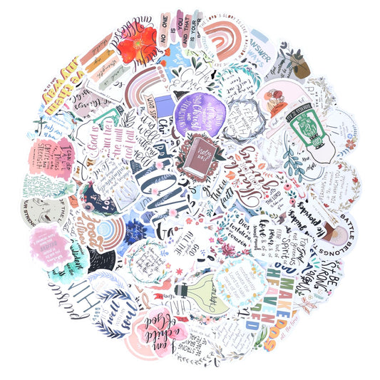 Teaaha 100 PCS Christian Bible Stickers, Inspirational Quote Motivational Waterproof Bible Verse Stickers, Religious Affirmation Stickers Holographic for Vision Board Bottles Laptops Journals Cups