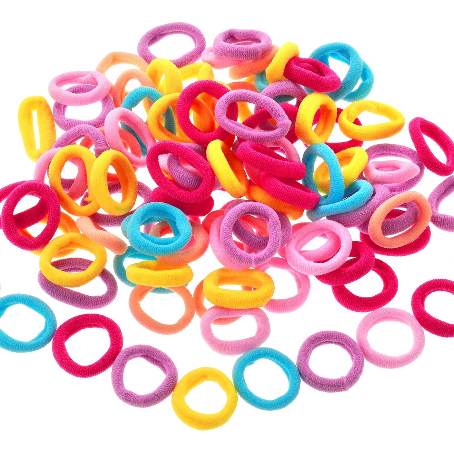Teaaha 100 PCS Baby Hair Bands, 1 Inch No Seam and Creaseless Hair Ties, Baby Hair Ties Tiny Soft Candy Color Girls Baby Hair Bobbles, Elastic Hair Ties for Little Girls, Ponytail Hair Ties for Kids