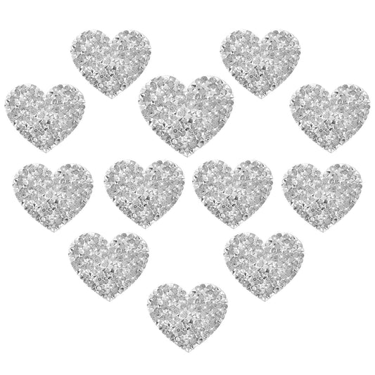 12 PCS Heart Iron-On Patches for Clothes, Chrome Heart Patches, Iron on Heart Patch Appliques for Clothing for DIY Crafts Bag Pants Wedding Decoration