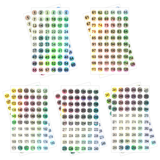 10Sheets Numbered Stickers 2Sets 1-300 Round Number Stickers Labels Self-Adhesive Small Round Removable Numbered Label Consecutive Inventory Storage Sticker Laser Sticker for Nail Polish Bottle