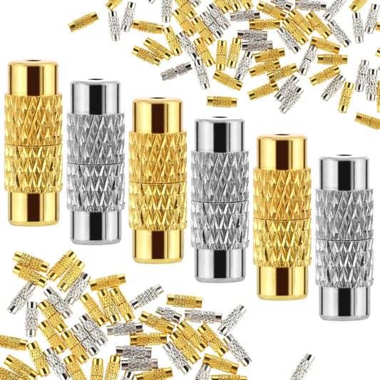 Teaaha 60 PCS Brass Screw Clasps, Bracelet Barrel Clasps and Closures White and Gold Clasps for Jewelry Making Brass Screw Necklace Clasps and Closures, Jewelry Clasps for Necklace Making