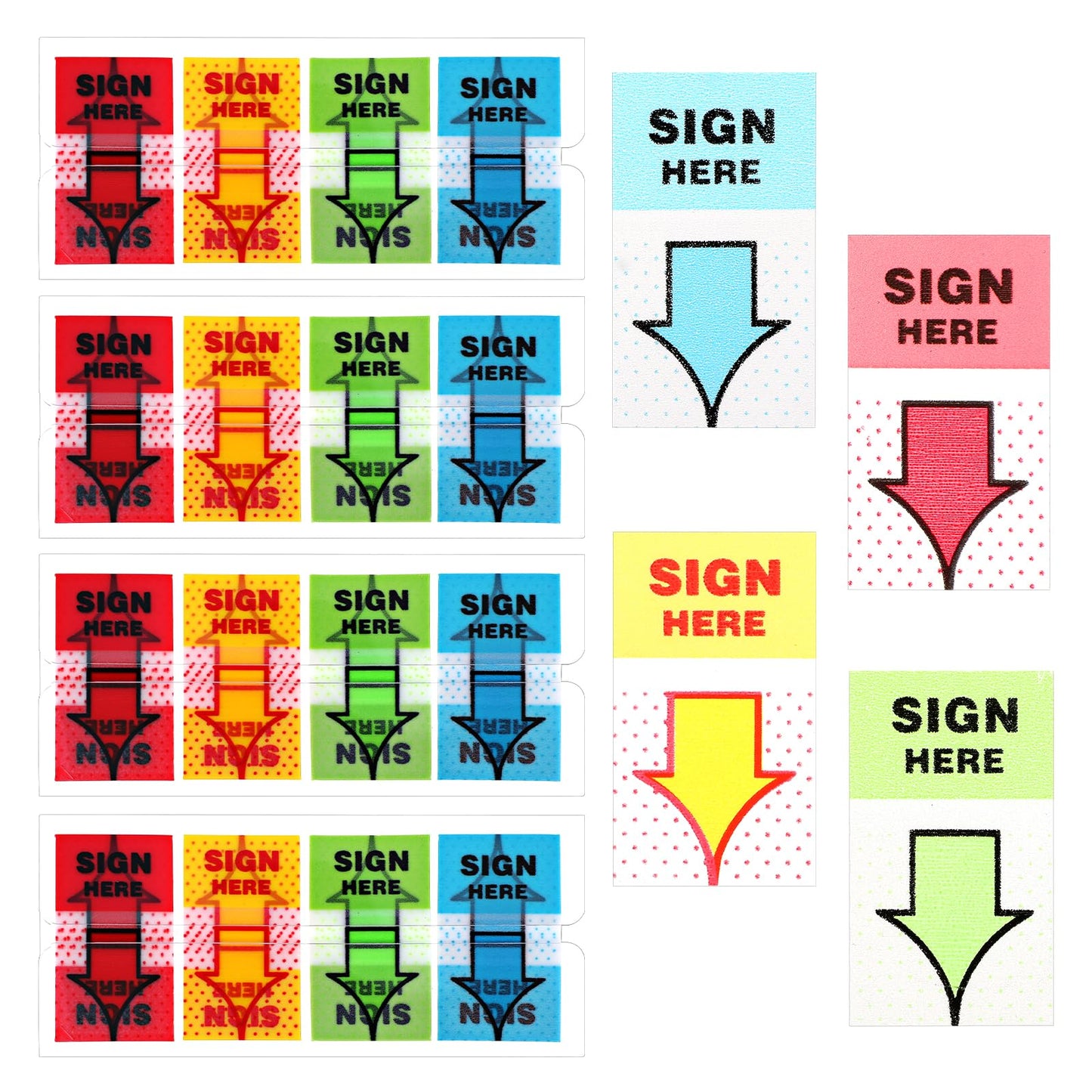 400PCS Sign Here Stickers Multi Color Fluorescent Signature Decals Arrow Labels Sign Here Sticky Tabs Adhesive Sign Post Here Flags Notary Supplies for Documents Notebooks Home Office School(4 Colors)