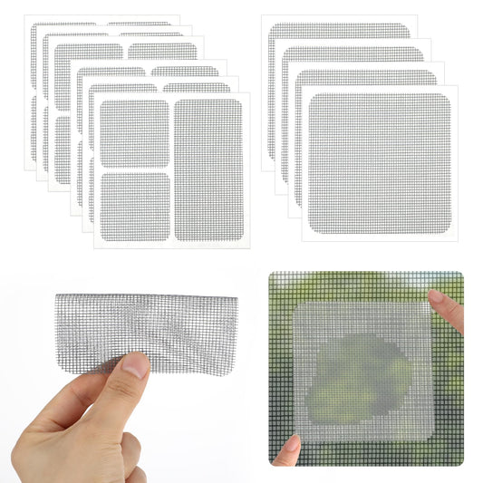 Ymapinc Window Screen Repair Patch Kit Screen Door Replacement Repair Tape Self Adhesive Mesh Screen Kit 10 Sheets 3 Sizes Grey Fiberglass Screen Mesh Repair for Window Door