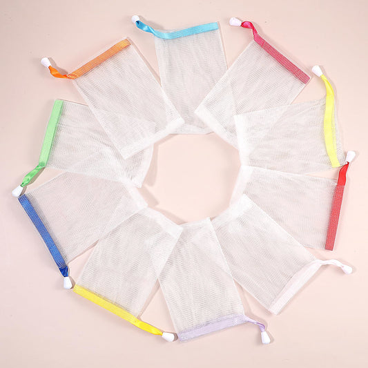 10 PCS Mesh Soap Bag Transparent Soap Mesh Bag Multicolor Exfoliating Mesh Soap Saver Pouch Bubble Foam Net with Drawstring Handmade Soap Bubble Mesh Bags for Foaming and Drying Storing Hangable