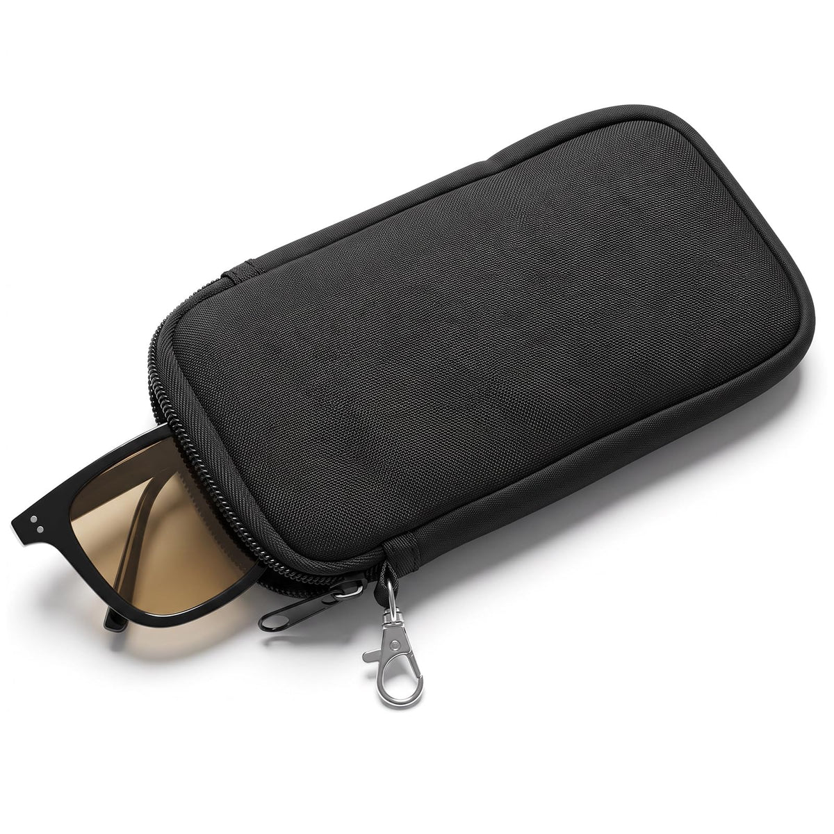 Chsoejuf Soft Sunglass Case Zipper Double Glasses Case with Belt Clip