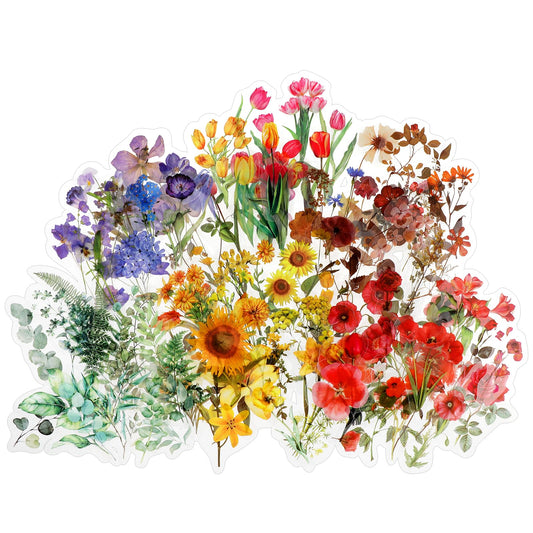 240Pcs Stickers for Diary, Mabor Dried Flower Resin Stickers Pressed Flower Resin Decals Set for Planner Laptops Clear Tulip Roses Sticker for Scrapbook Card Making