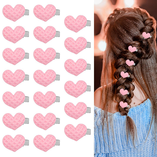 20PCS Heart Hair Clips for Girls, Ymapinc Pink Hair Accessories for Braids Mini Cute Heart Barrettes Bride Wedding Suitable for Girls Ladies