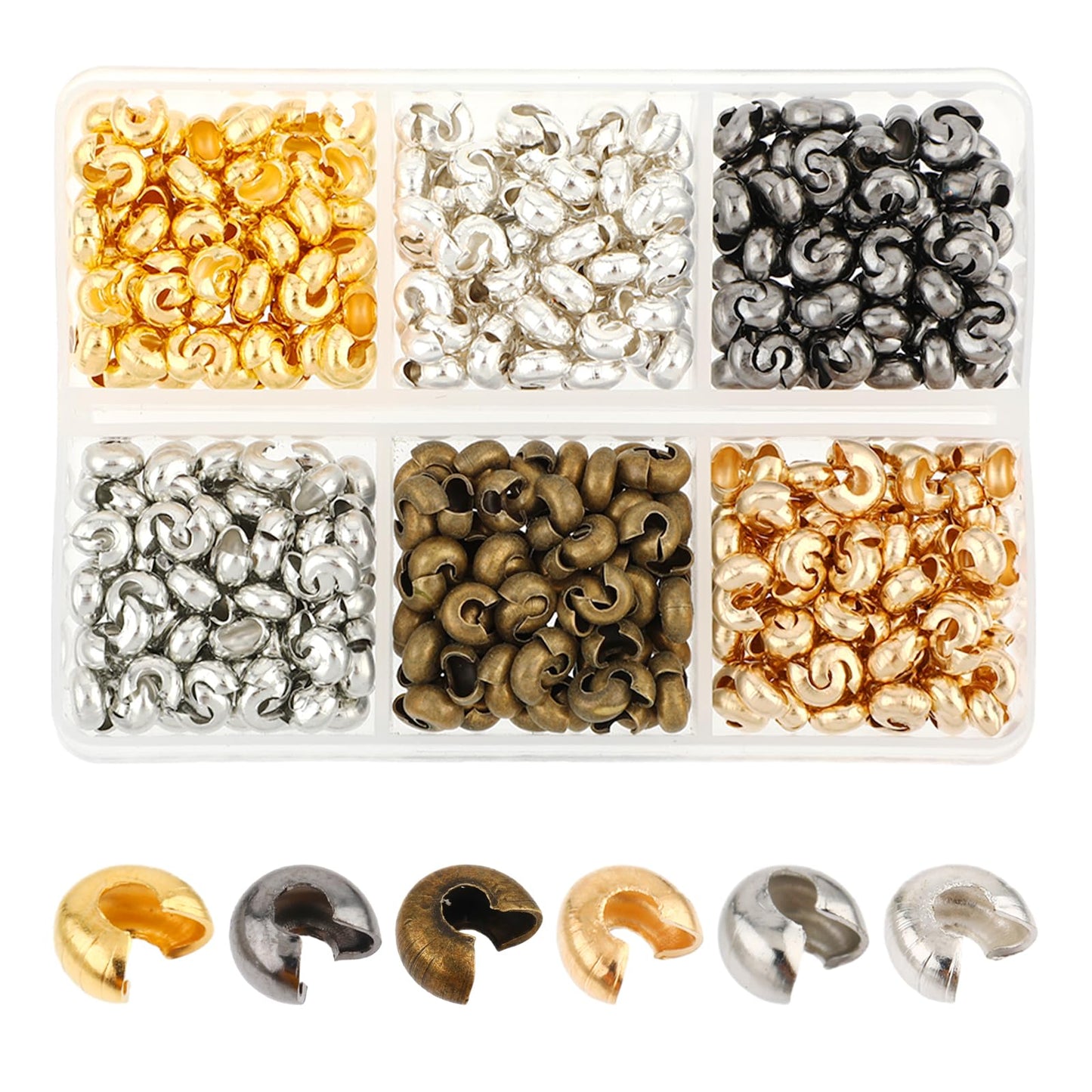 600 PCS 4mm C Crimp Beads, Crimp Beads for Jewelry Making, Stainless Steel Crimp, Crimp Bead Covers for Jewelry Making Crimp Bead for Jewellery Making, Makeup, Valentine's Day, Baby Shower, Wedding