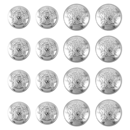 16 PCS Silver Buttons for Blazers Metal Blazer Button Vintage Silver Buttons Round Shaped Metal Button Set for Men Women Blazer Coat Uniform Shirt Suit and Jacket Jeans Clothing(18mm 25mm)
