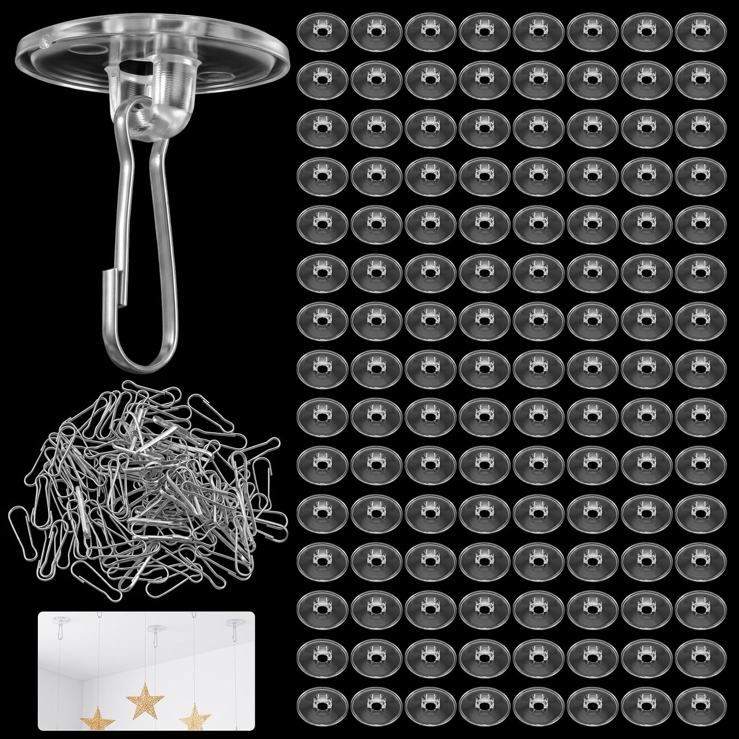 Matwsec 120 Pack Adhesive Ceiling Hooks 2cm/0.78" Ceiling Hanging Hook