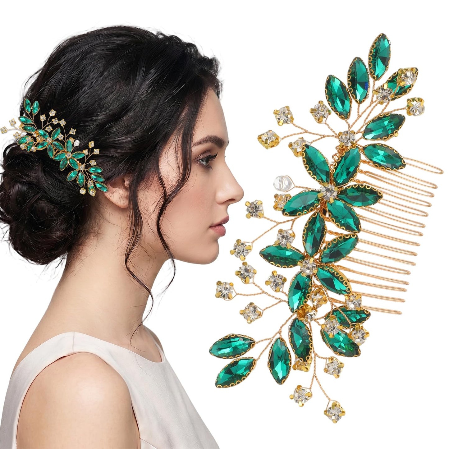 Chsoejuf Bridal Hair Combs Clips Rhinestone Side Hairs Comb Headpiece
