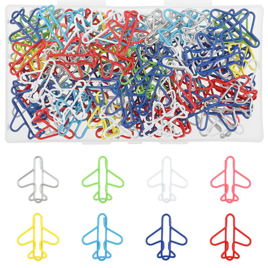 100 Pcs Airplane Paper Clips Colorful Paper Clips Cute Metal Paper Clips Funny Cute Paperclips Bookmarks Planner Clips for Party Invitation Card Student Kids Gift Notebook Office Accessories