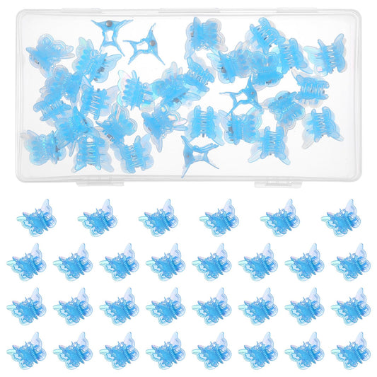 30 Pcs Butterfly Mini Claw Clips Shimmeroo Blue Butterfly Clamp Glitter Holographic Glossy Small Clips for Hair Women Girls Fine Thin Hair Bangs Strong Grip Multifunction Clamp Clip