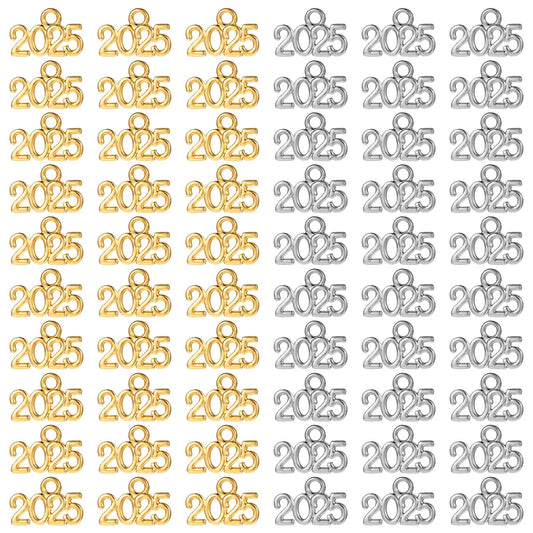 2025 Charms For Crafts 60 Pcs 2025 Graduation Tassel Charm 2025 Signet Charms For Jewelry Making Diy Necklace Bracelet Earrings Keychain Graduation Tassel Charm Supplies(Gold,Silver)