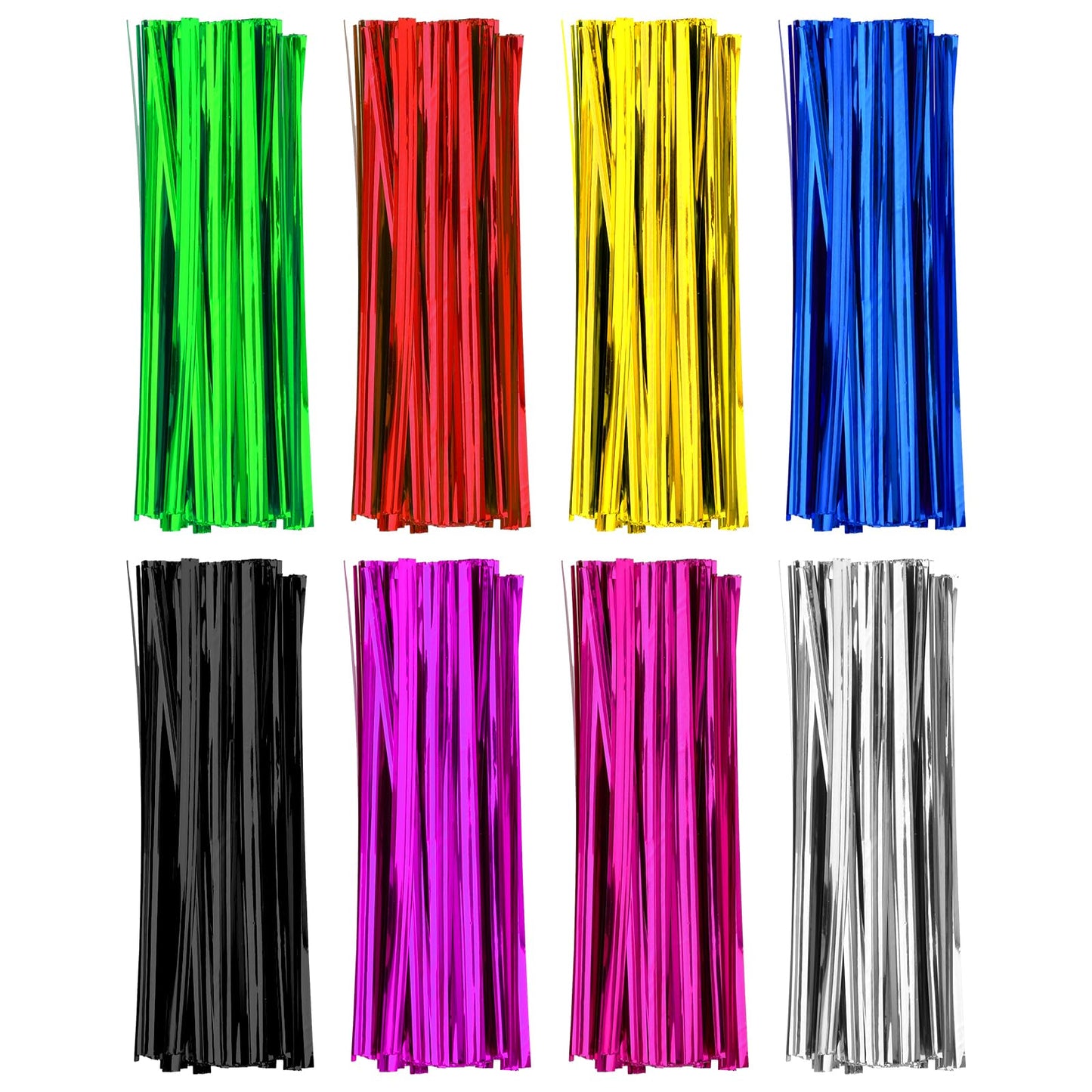 800 PCS Bag Ties Twists 3.9'' Colorful Metallic Twist Tie 8 Colors Bread Ties Wire, Plastic Bag Ties Reusable Bag Twist Ties for Candy Coffee Bags Snacks Party Present Art Crafts